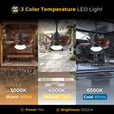 CondoMounts ZeboZAP ZZFANC201B 20" Outdoor Ceiling Fan with Lights for Patios, Gazebo & Pergola | Plug-In Waterproof Caged Hanging Fan with Remote, Hook & No-Drill Strap Mounting System
